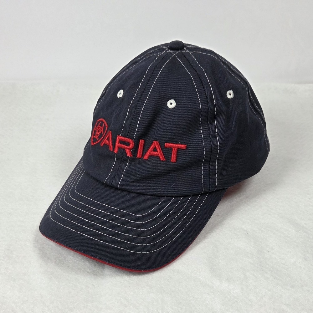 Ariat Hat Mens Navy Blue Red Embroidered Logo Baseball Cap 100% Cotton Mexico OS